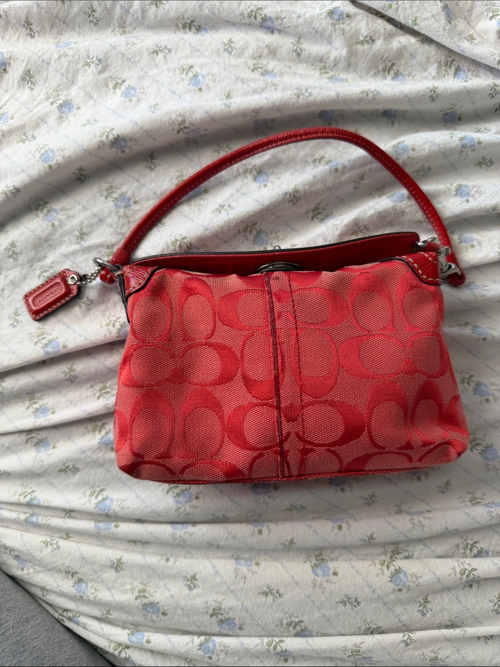 Coach Red Signature Jacquard Mini Shoulder Bag